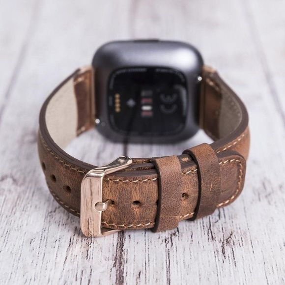 Fitbit Versa 1, 2, 3 & Sense Leather Band Brown - Picture 4 of 8